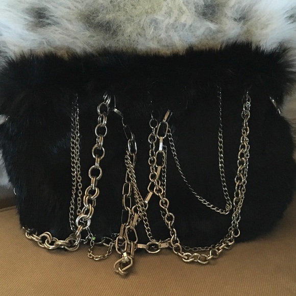 DKNY Black Rabbit Fur shoulder bag - Picture 2 of 3